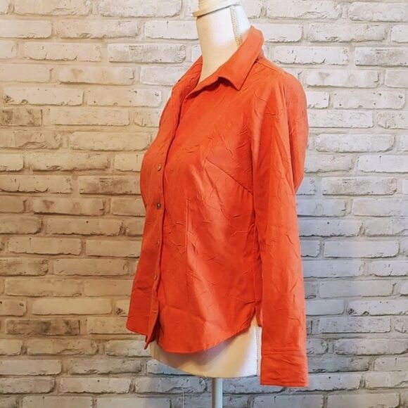Coldwater Creek Button down orange shirt - Size XS Petite - Picture 3 of 6